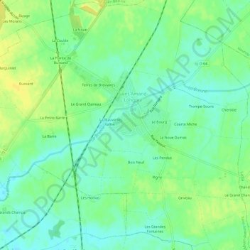Les Fresnesの地形図、標高、地勢