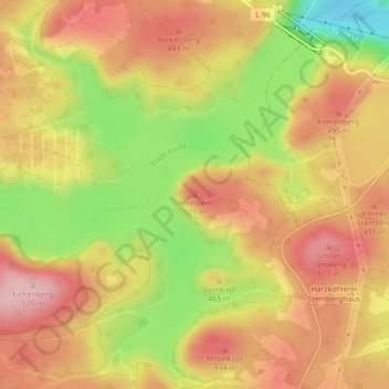 Rotesteinの地形図、標高、地勢