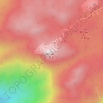 The Hornの地形図、標高、地勢