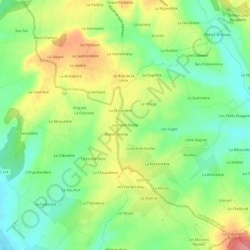 La Petite Rocheの地形図、標高、地勢