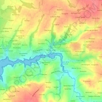 Moulin de Bel Airの地形図、標高、地勢