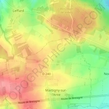 L'Égliseの地形図、標高、地勢