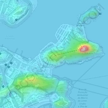 Morro da Urcaの地形図、標高、地勢