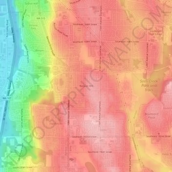 Benson Hillの地形図、標高、地勢