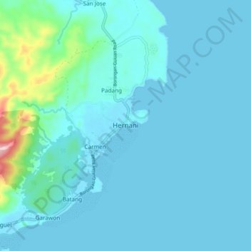 Hernaniの地形図、標高、地勢