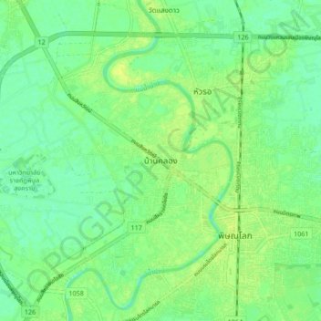 Ban Khlongの地形図、標高、地勢