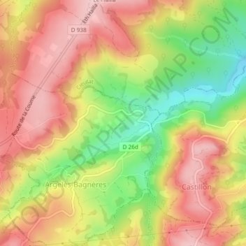 Mariagneの地形図、標高、地勢