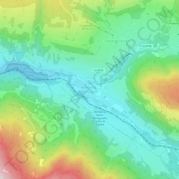 Welsbergの地形図、標高、地勢