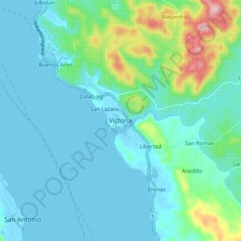 Victoriaの地形図、標高、地勢