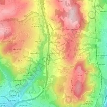 Les Diacquenodsの地形図、標高、地勢