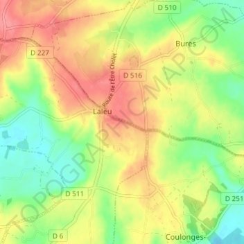 Saint-Ellierの地形図、標高、地勢