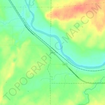 Gowanの地形図、標高、地勢