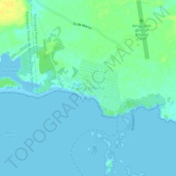 Puerto Villamilの地形図、標高、地勢