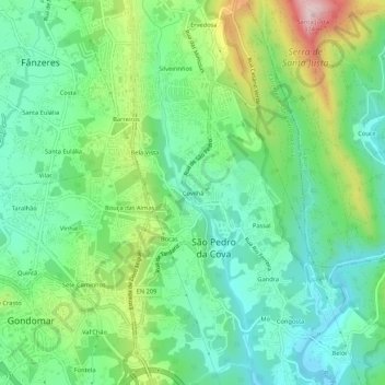 Covilhãの地形図、標高、地勢