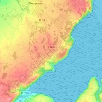 Le Grand Trecelinの地形図、標高、地勢