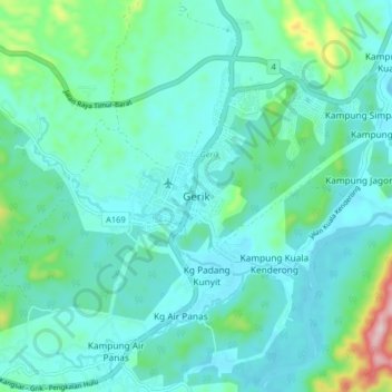 Gerikの地形図、標高、地勢