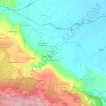 Canton Moneraの地形図、標高、地勢