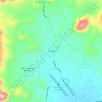 Cholulaの地形図、標高、地勢