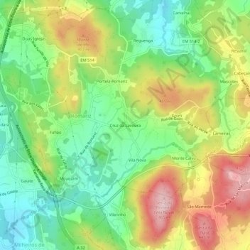 Cruz da Lavouraの地形図、標高、地勢