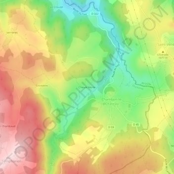 Chèvre Morteの地形図、標高、地勢