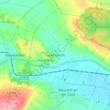 Sankt Ulrichの地形図、標高、地勢
