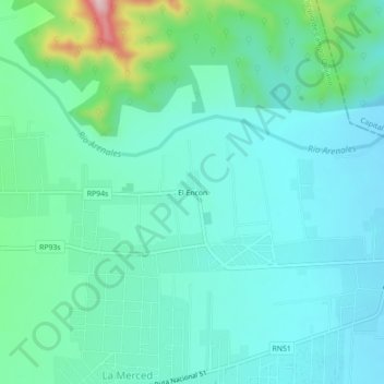 El Encónの地形図、標高、地勢