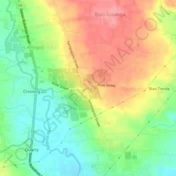 Ulaの地形図、標高、地勢