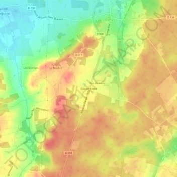 Fausse Poréeの地形図、標高、地勢