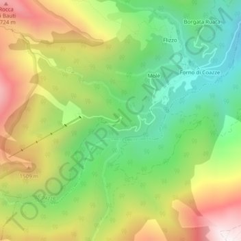 Cara'd Taiéの地形図、標高、地勢