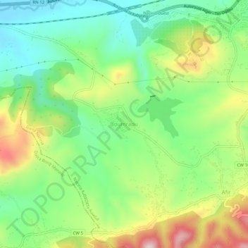 Boumraouの地形図、標高、地勢