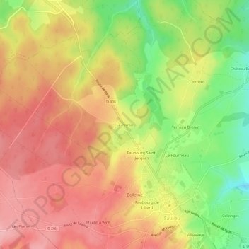 Le Perronの地形図、標高、地勢