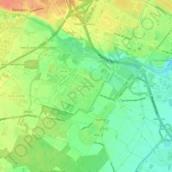 Borgarettoの地形図、標高、地勢