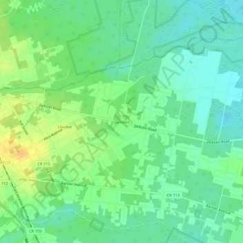 Jacksonの地形図、標高、地勢