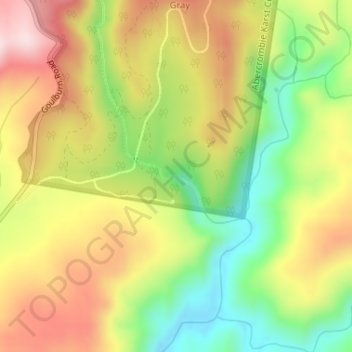 Grove Creek Fallsの地形図、標高、地勢
