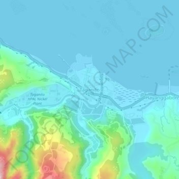 Taganitoの地形図、標高、地勢