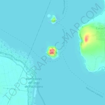 Janitzioの地形図、標高、地勢