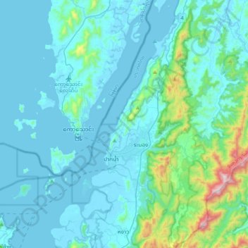 Pak Nam Tha Rueaの地形図、標高、地勢