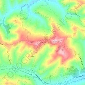 San Micheleの地形図、標高、地勢