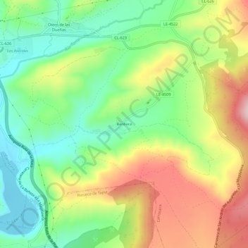 Benlleraの地形図、標高、地勢