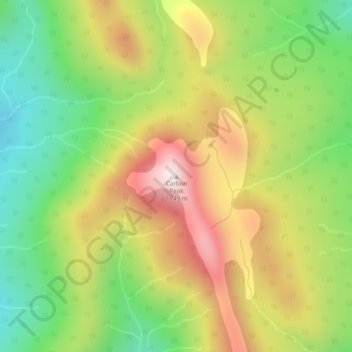 Carbon Peakの地形図、標高、地勢