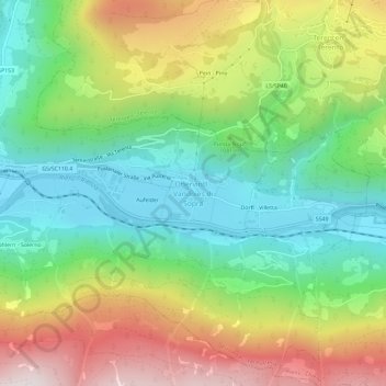Obervintlの地形図、標高、地勢