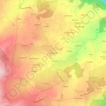 La Chapelleの地形図、標高、地勢