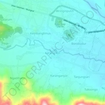 Karangrejoの地形図、標高、地勢
