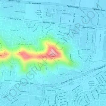 Mount Louisaの地形図、標高、地勢