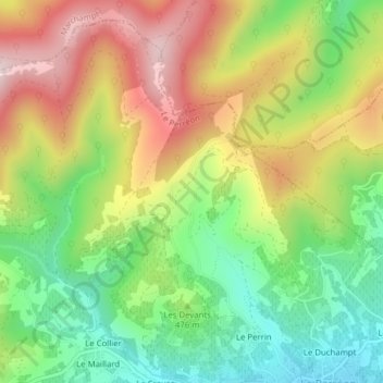 La Sablièreの地形図、標高、地勢