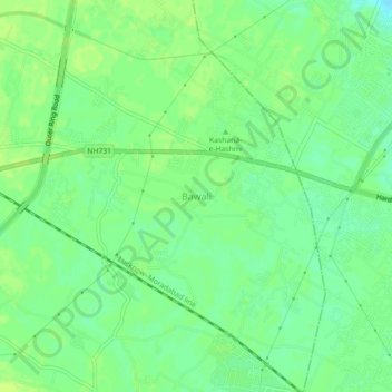 Bawaliの地形図、標高、地勢