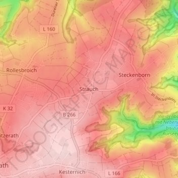 Strauchの地形図、標高、地勢