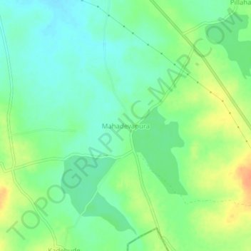Mahadevapuraの地形図、標高、地勢