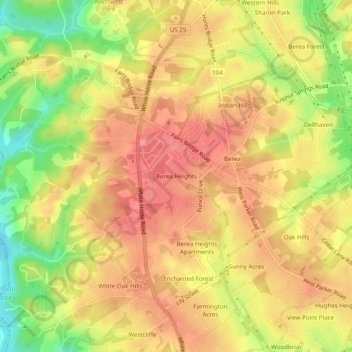 Berea Heightsの地形図、標高、地勢