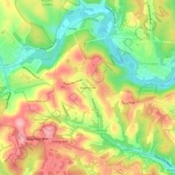Beechmontの地形図、標高、地勢